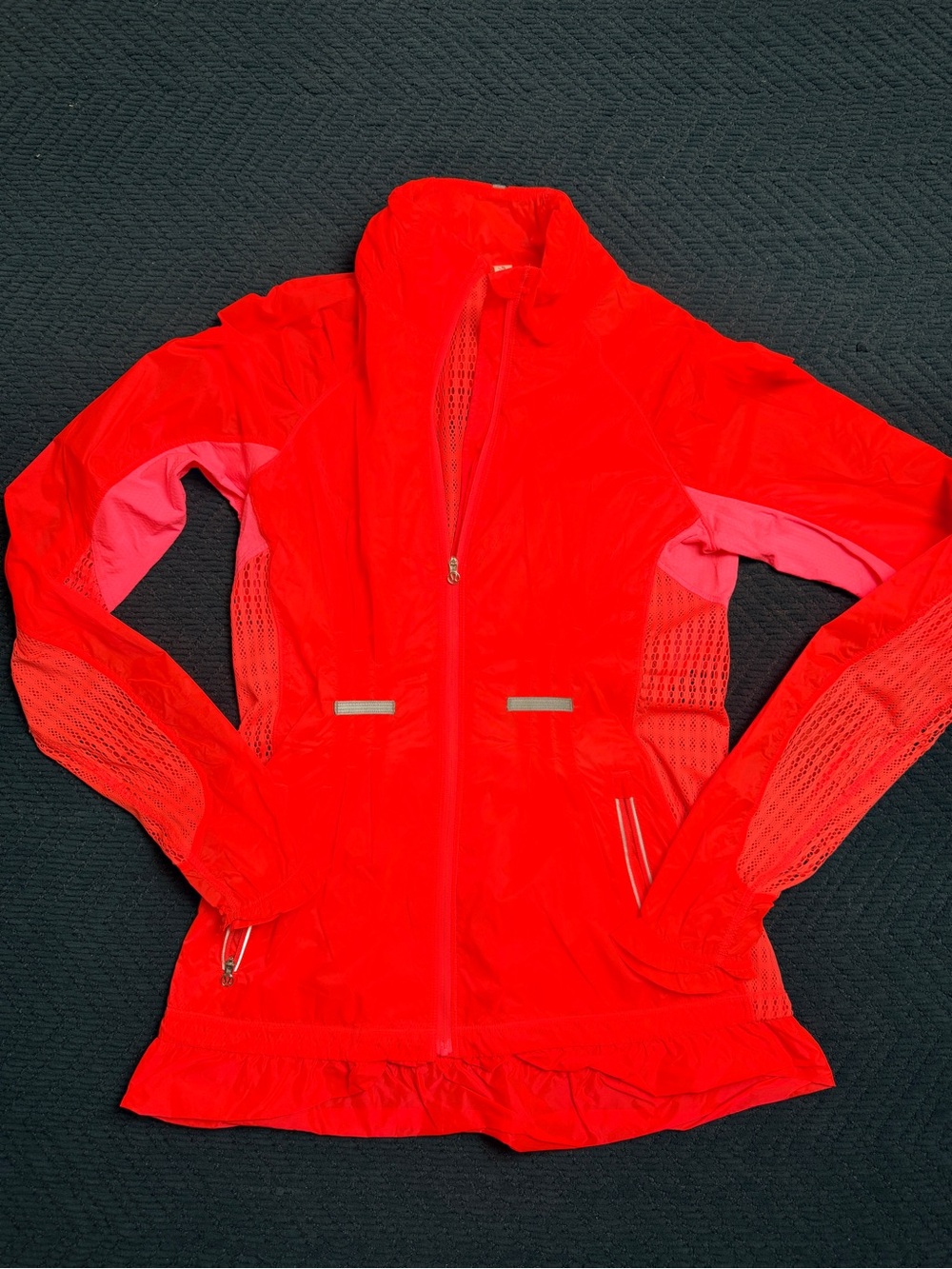 lululemon athletica Women's Red-Pink Full Mesh Windbreaker Jacket 4 Nylon Rara